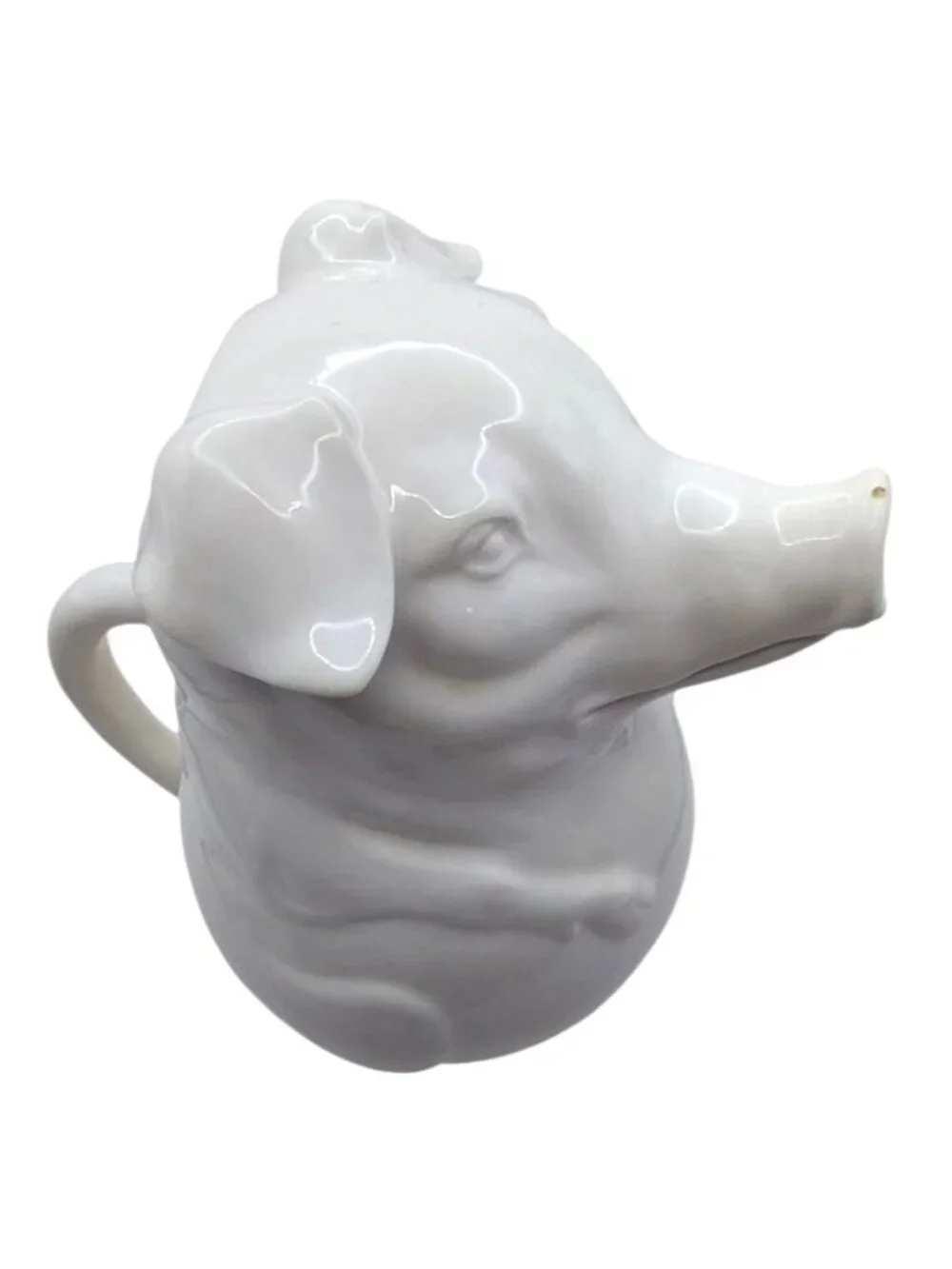 Schmid Brothers Pig Shaped White Ceramic Water Pitcher Farmhouse Barnyard Piggy